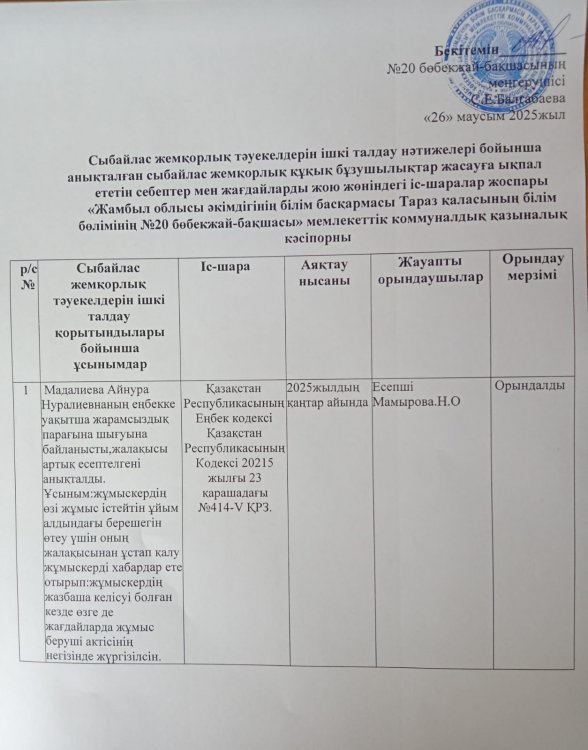 Жою жөніндегі іс-шаралар жоспары